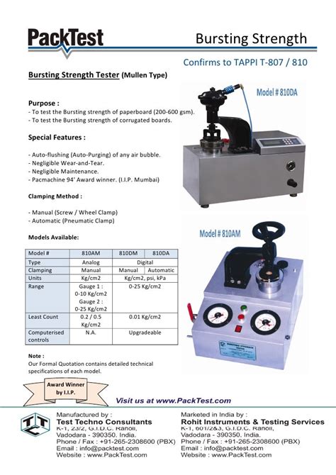 tappi burst strength test|tappi t 810 burst strength.